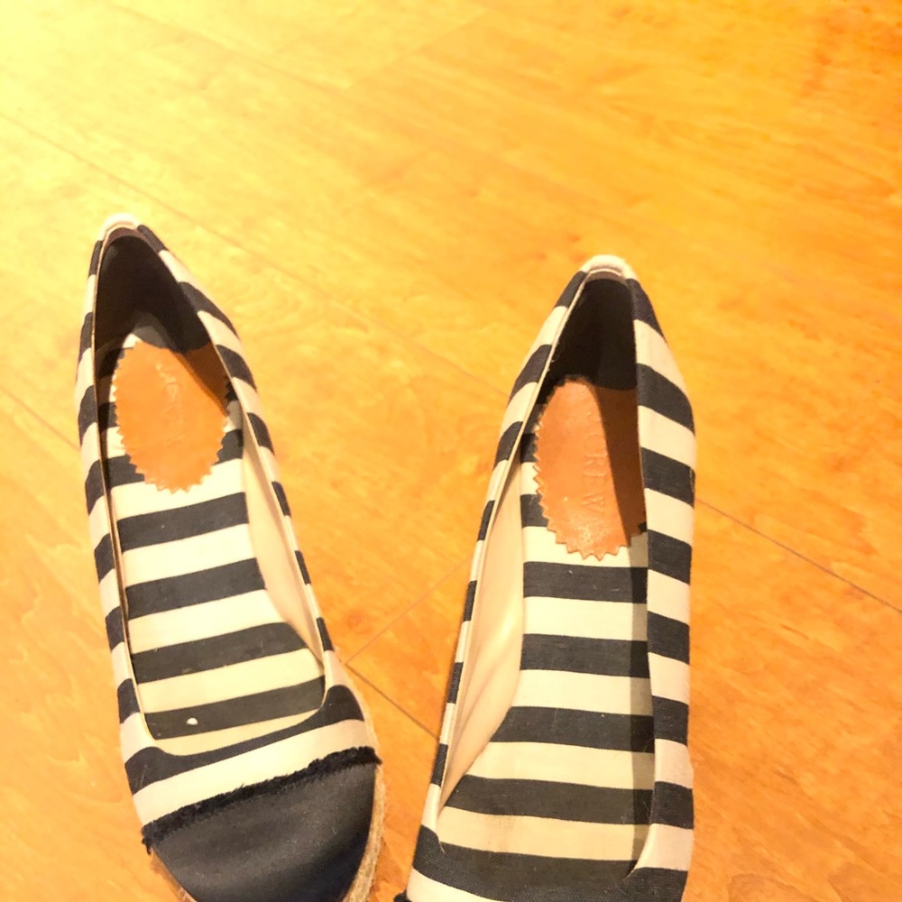 Black and white stripe shoes.used .